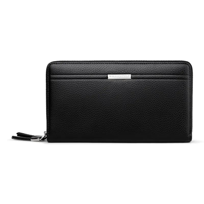 WilliamPOLO Top Grain Cow Leather Long Wallet With Multiple Card Slots Clutch Large Size Men's Multicolor-3