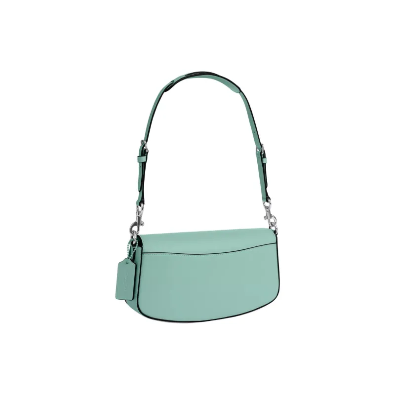 COACH Cow Leather Crossbody Bag, Shoulder Bag Women's Silver & Faded Blue-1