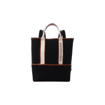 SAMANTHA THAVASA Synthetic Leather With Cotton Backpack Women's Black