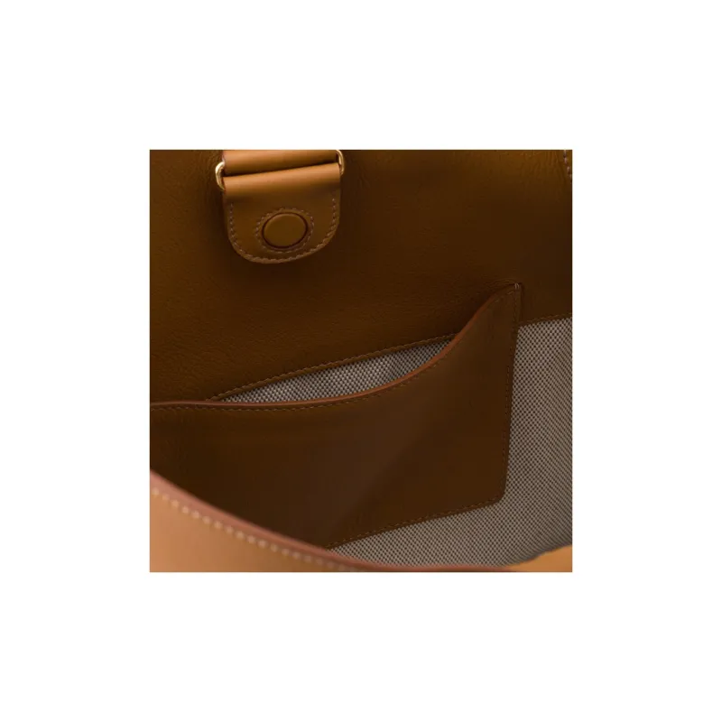 PRADA Leather Tote Bag Shopping Bag Handbag Large Size Women's Caramel-4