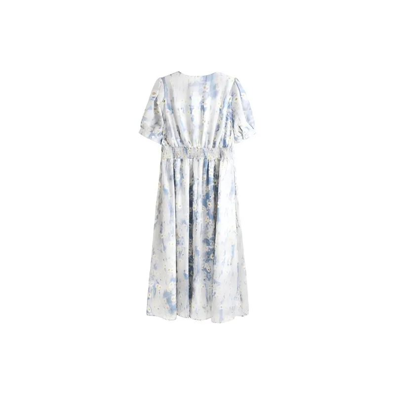 ETSE Short Sleeved Dresses Women's Blue-1