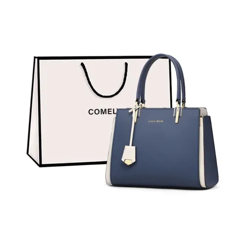 COMELY Cow Leather Patchwork Synthetic Leather Mom Bag Crossbody Bag Shoulder Bag Handbag Regular Women's Blue
