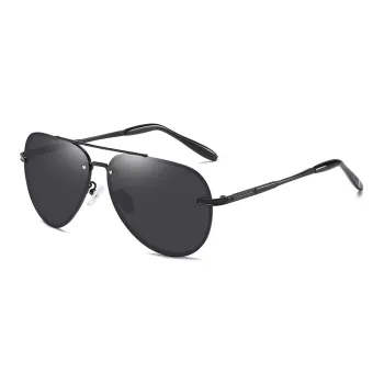 Thunder Pailong Alloy Aviator Sunglasses Unisex Black/Gray/Gold