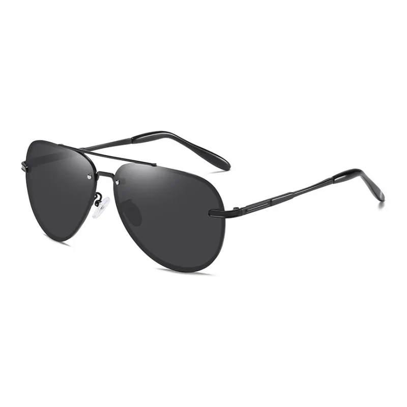 Thunder Pailong Alloy Aviator Sunglasses Unisex Black/Gray/Gold-0