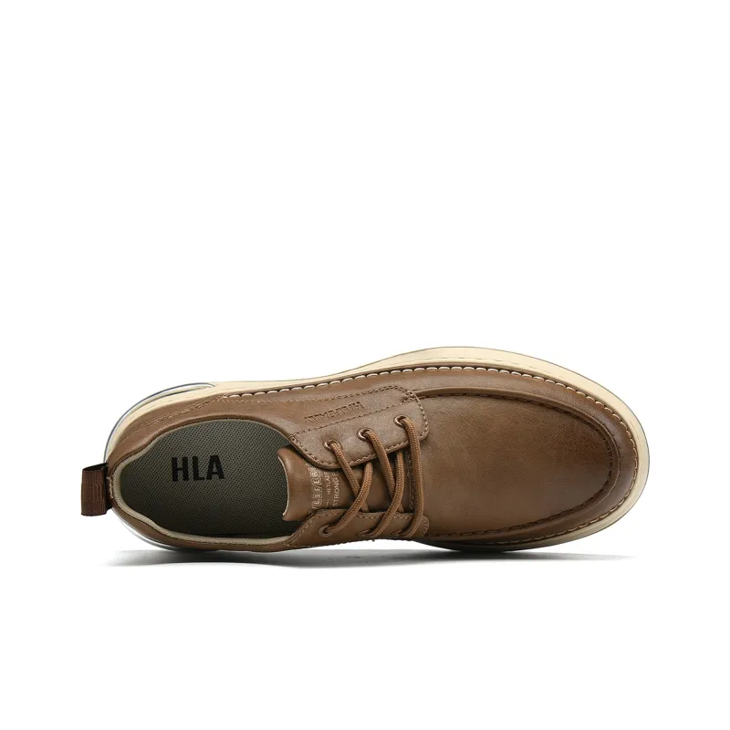 HLA Men's Shoes Vintage Wear-Resistant Versatile Work Boots Low-Top Platform Casual Leather Shoes-10