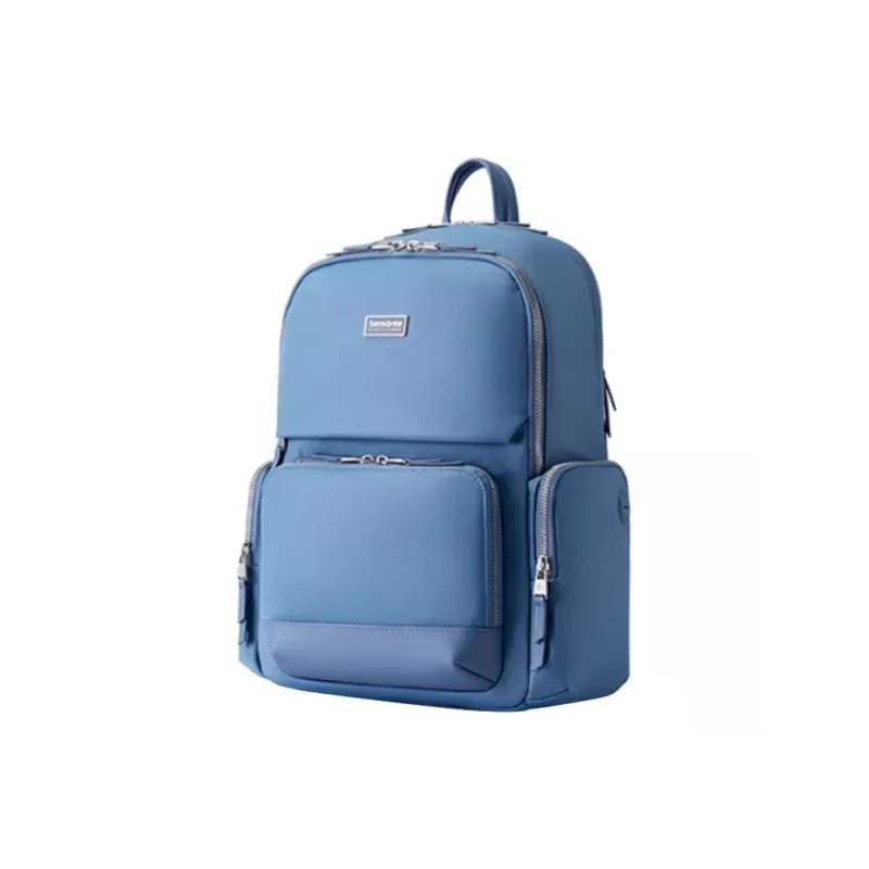 SAMSONITE KHALEESI Fabric Cow Leather Patchwork Laptop Bag Backpack Women's Blue-1