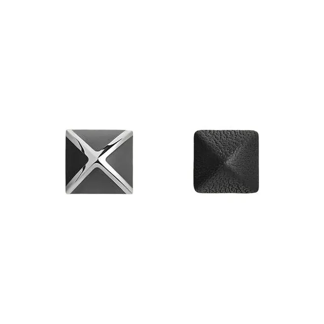 HERMES Metal Stud Earrings Women's Black-0