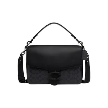 COACH Tabby Canvas Leather Messenger Bag Shoulder Bag Crossbody Bag Large Size Women's Black