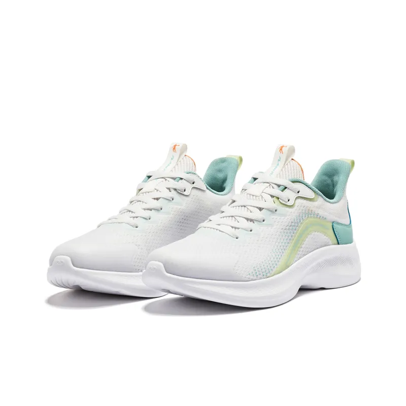 QIAODAN Slip Resistant Low Top Running Shoes Men's White Green-2