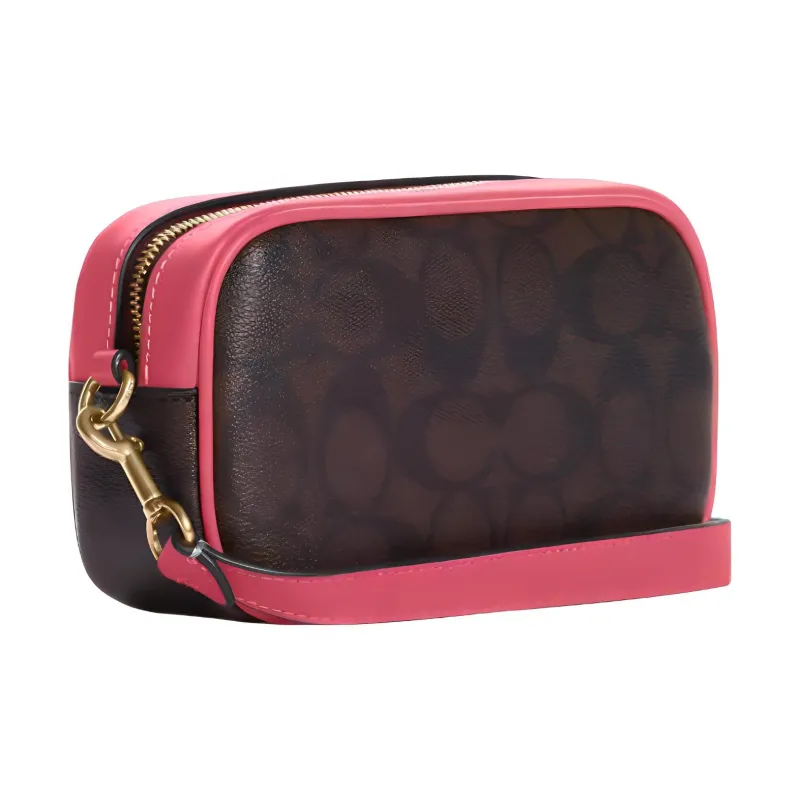 COACH Jamie Artificial Leather Wrist Bag Clutch Handbag Small Size Women's Brown & Watermelon-1