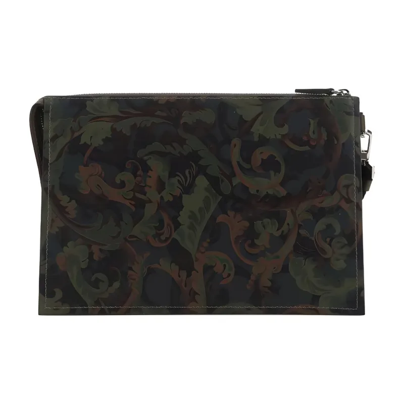 VERSACE Leather Clutch Men's Green-2