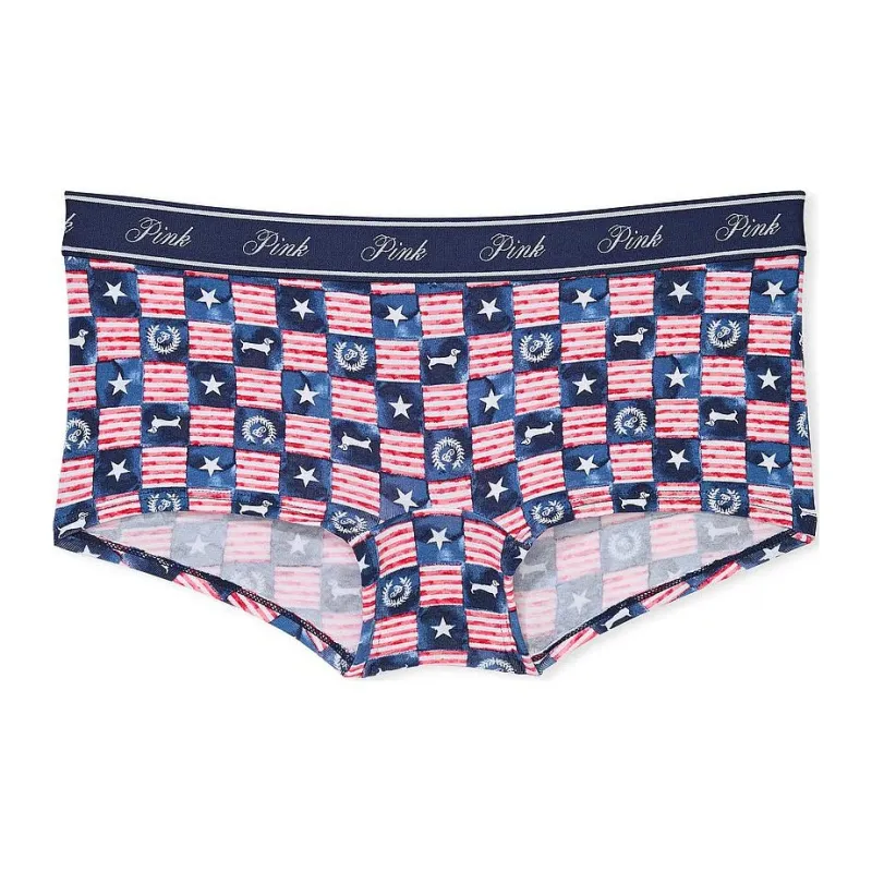 Victoria's Secret PINK LOGO COTTON BOYSHORT PANTY / OWAGP Underpants Women's 1 Pack Multicolor-0