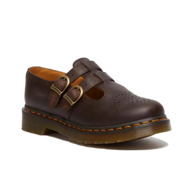 Dr.Martens 8065 Crazy Horse Leather Mary Jane Shoes 'Dark Brown' Women's-1