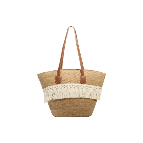 CHISIY Cellulose Material Tote Bag Shopping Bag Handbag Shoulder Bag Large Size Women's Khaki