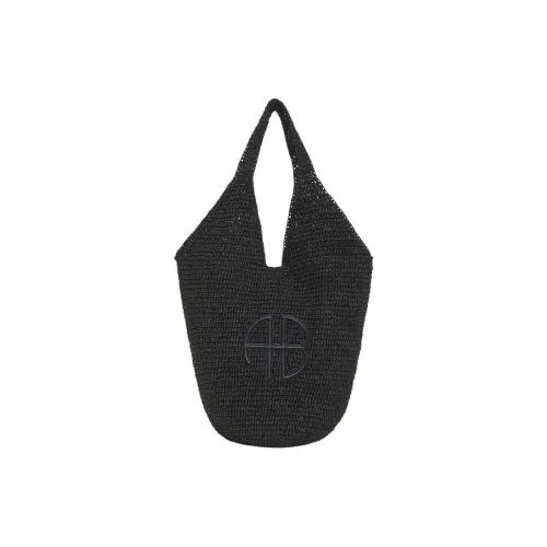 Anine Bing Woven Seaweed Material Hobo Bag Handbag Large Size Women's Black