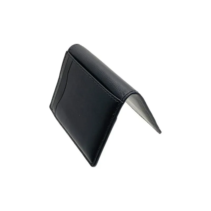 COACH Card Case Leather Money Clip Clutch Wallet Card Holder Men's Black-4