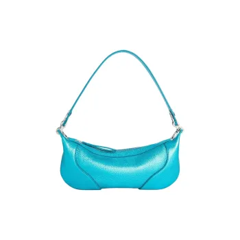 By Far Amira Cow Leather Handbag Shoulder Bag Women's Lake Blue