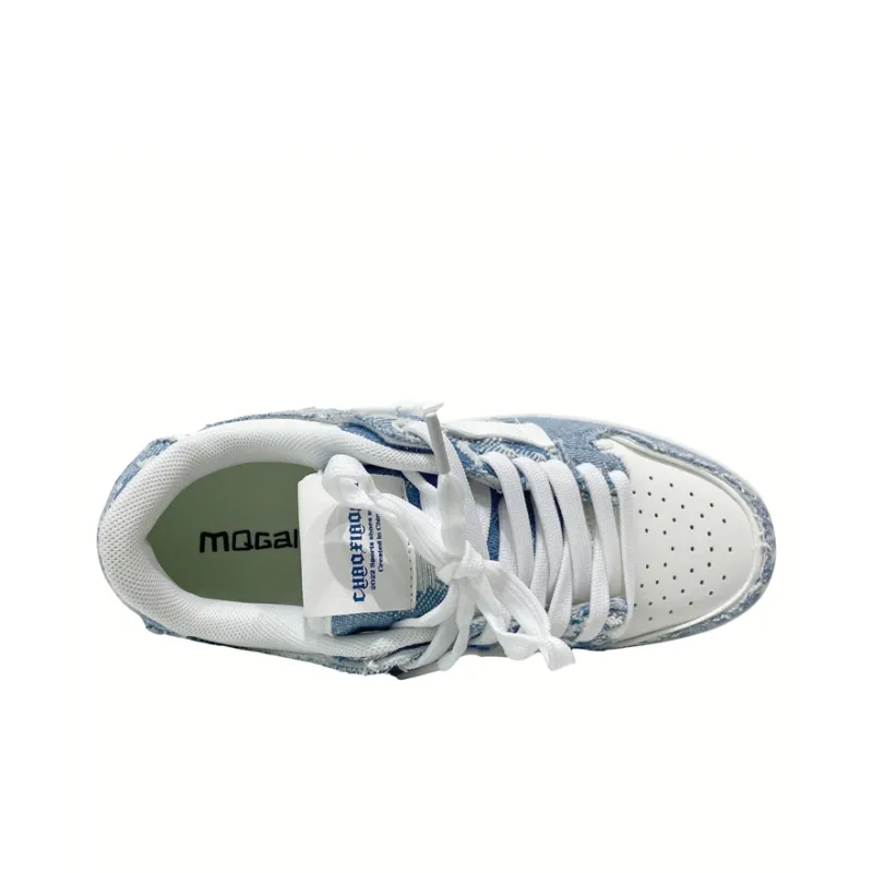 MQGAll Niche Design Slip Resistant, Abrasion Resistant, Breathable Low Top Skateboard Shoes Unisex Blue-3