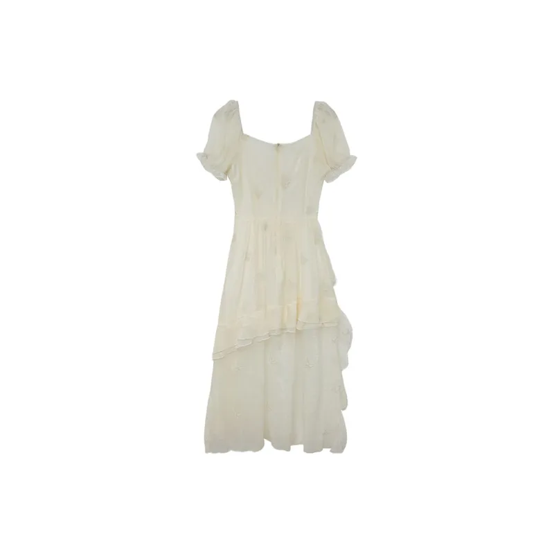 Icicofficial Short Sleeved Dresses Women's Apricot-1