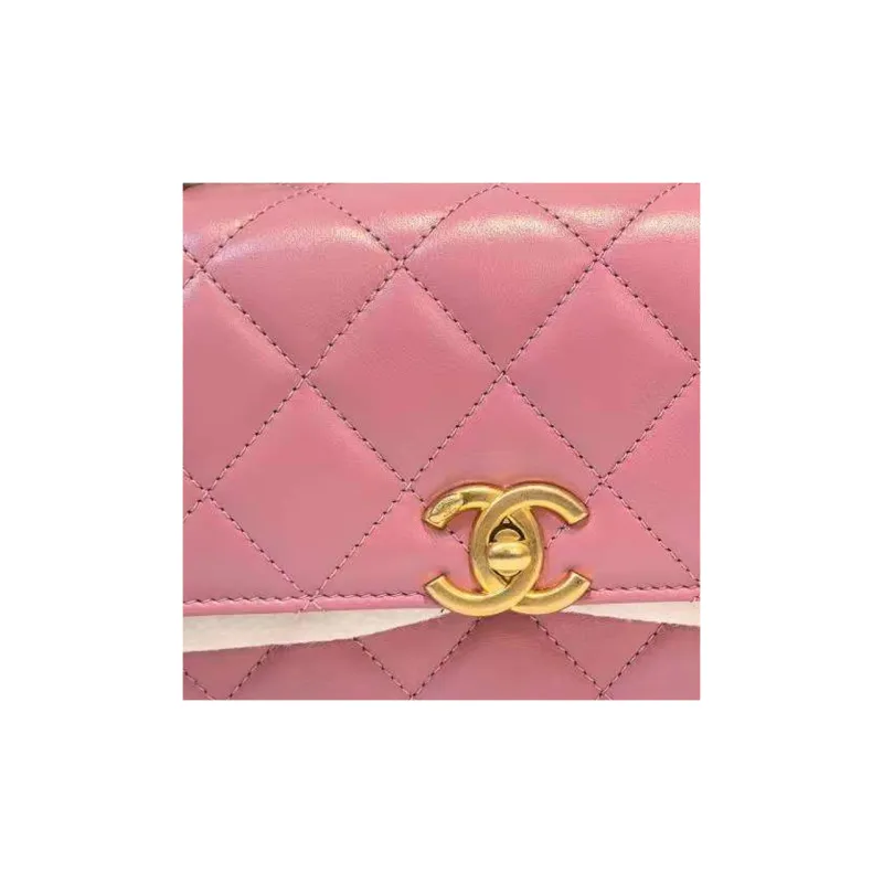 CHANEL 19Bag Shiny Calfskin Crossbody Bags Mini Women's Pink-2