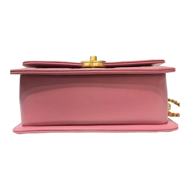 CHANEL 19Bag Shiny Calfskin Crossbody Bags Mini Women's Pink-1