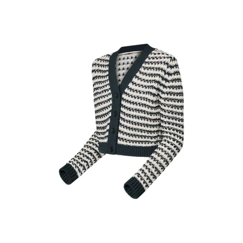 Lv Striped Lace Knit Cardigan-2