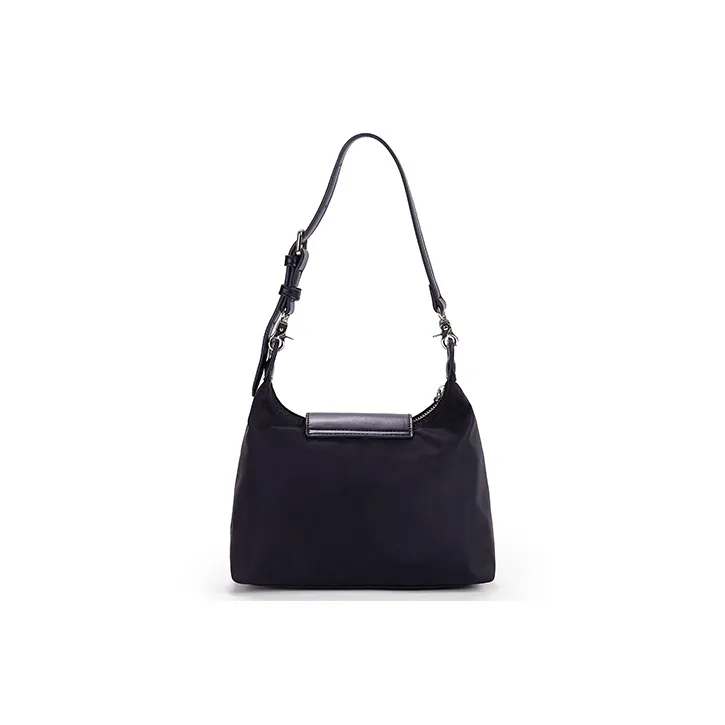 Sound For Life Fabric With Synthetic Leather Shoulder Bag Small Size Women's Black/Ecru-1