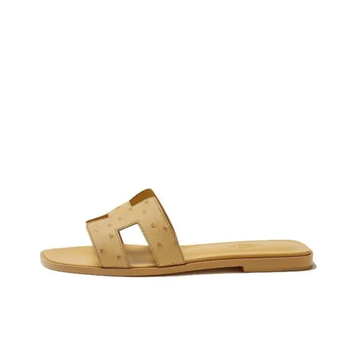 HERMES Rubber Sole Slide Slippers Women's Yellow
