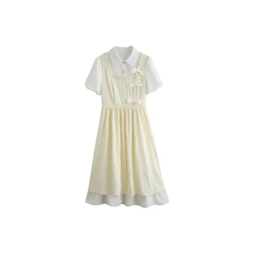 JOSR Short-Sleeved Dresses Women's Light Yellow