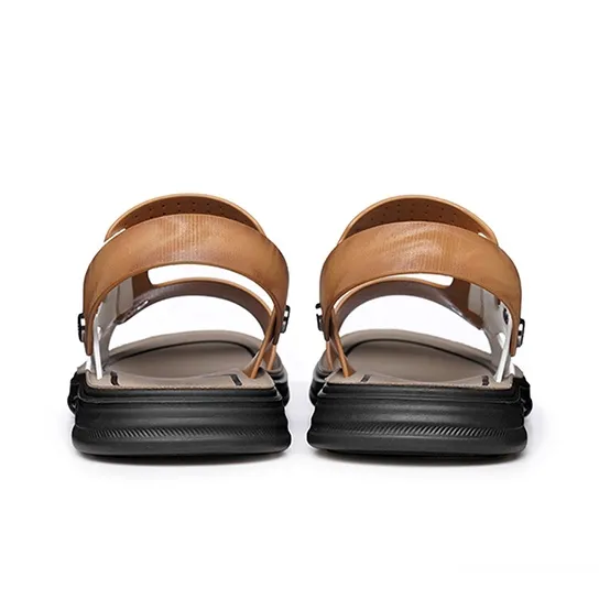 LAORENTOU Beach Sandals Men Gray White/Yellow White-21