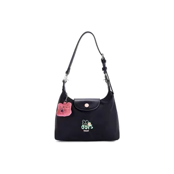 Sound For Life Fabric With Synthetic Leather Shoulder Bag Small Size Women's Black/Ecru