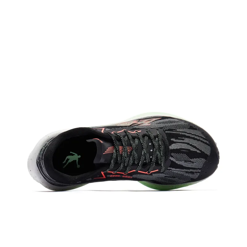 QIAODAN Feiying PB2.0 Anti Slip Wear Resistant Low Top Running Shoes Men's Black Green Fall/Winter Edition-1