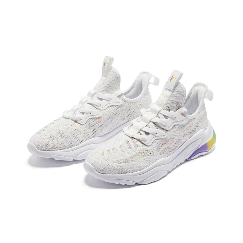 QIAODAN Durable Breathable Low Top Running Shoes Men's White Blue-2