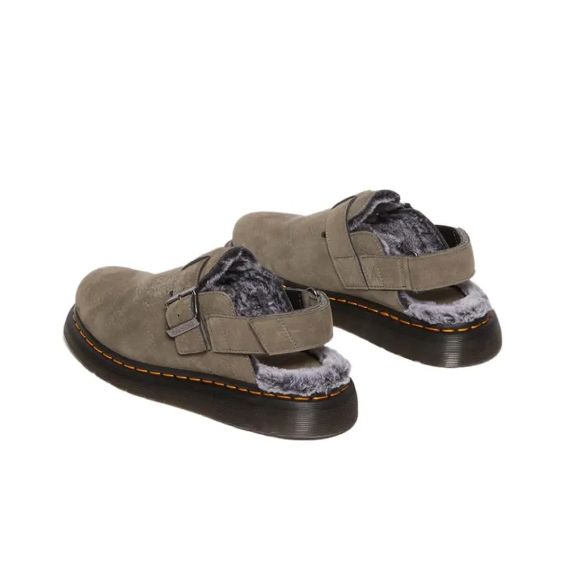 Dr. Martens Dr.Martens Jorge Ii Faux Fur Lined Nubuck Slingback Mules 'Nickel Grey' Women's-3
