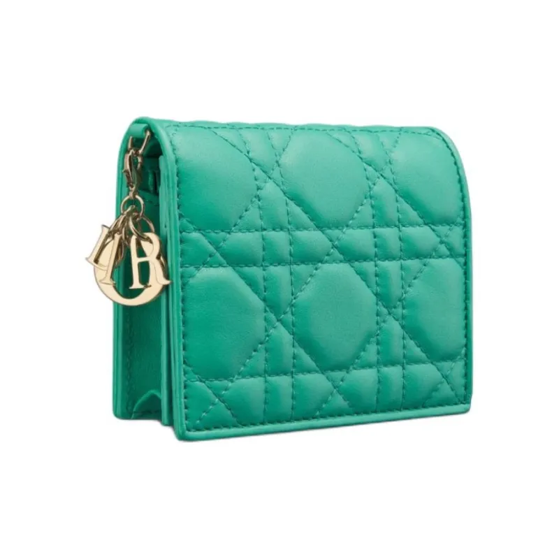 DIOR Lady Dior Lambskin Wallet Mini Women's Tiffany Blue Color-1