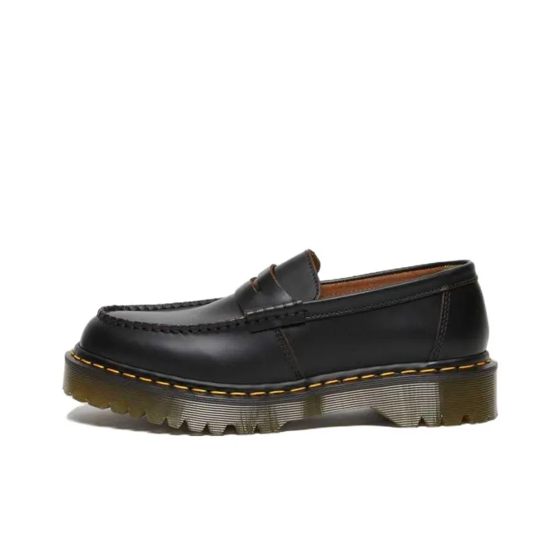 Dr.Martens Penton Bex Yellow Stitch Quilon Leather Loafers 'Black'-0