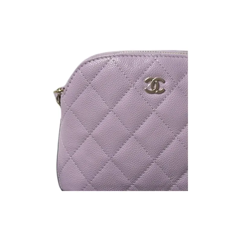 CHANEL Calfskin Shoulder Bag, Crossbody Bag Women's Light Purple-3