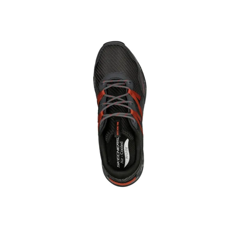 Skechers ARCH FIT GLIDE-STEP TRAIL Anti-Slip Wear-Resistant Low-Top Trail Running Running Shoes Men's Black Red-3
