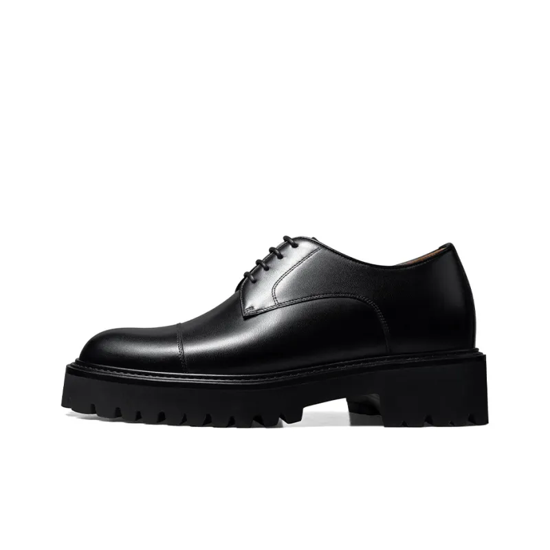 Zuti British Business Brogue Embroidered Derby Shoes Casual Shoes Approx. 7.5cm Men's Black-0