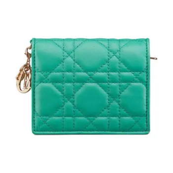 DIOR Lady Dior Lambskin Wallet Mini Women's Tiffany Blue Color