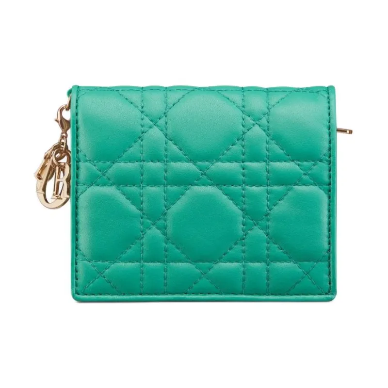 DIOR Lady Dior Lambskin Wallet Mini Women's Tiffany Blue Color-0