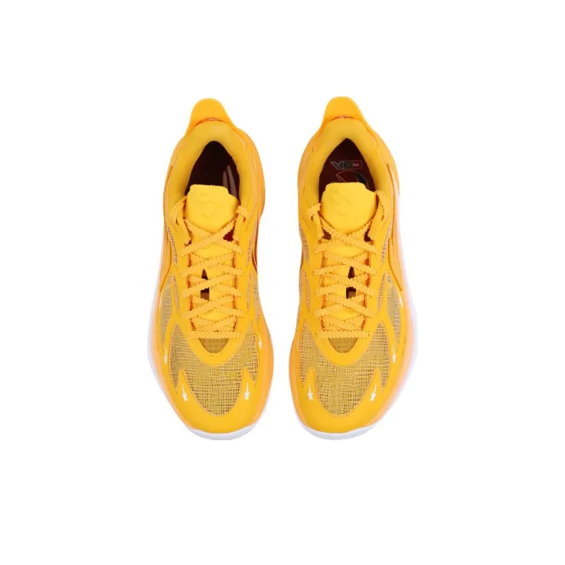 LiNing SONIC 12 PE Version Cushioning Wear Resistant Low Top Basketball Shoes Men's Yellow White-2