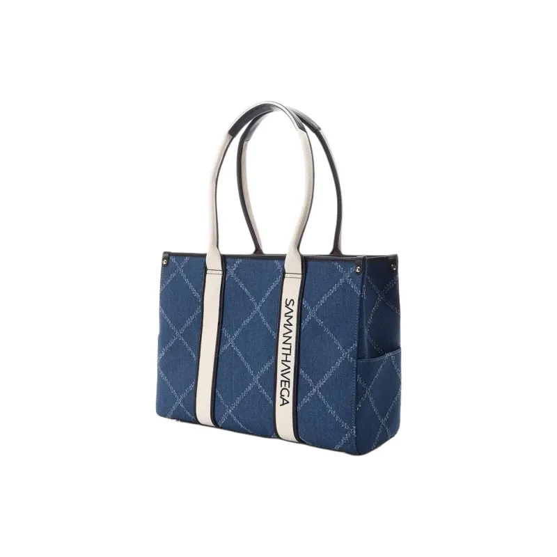 SAMANTHA THAVASA Synthetic Leather With Cotton Handbag Women's Marine-1