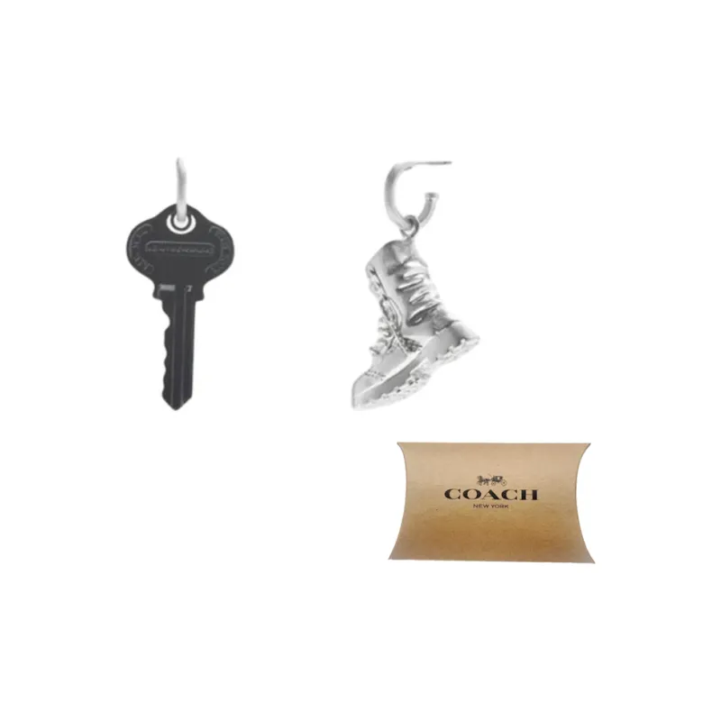 COACH Brass Earrings Women's Silver/Black-4