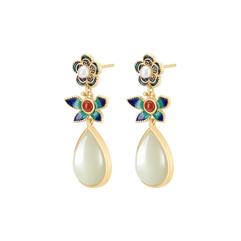 MAMADESHOUHU Earrings Pale Greenish White Jade Women's-0