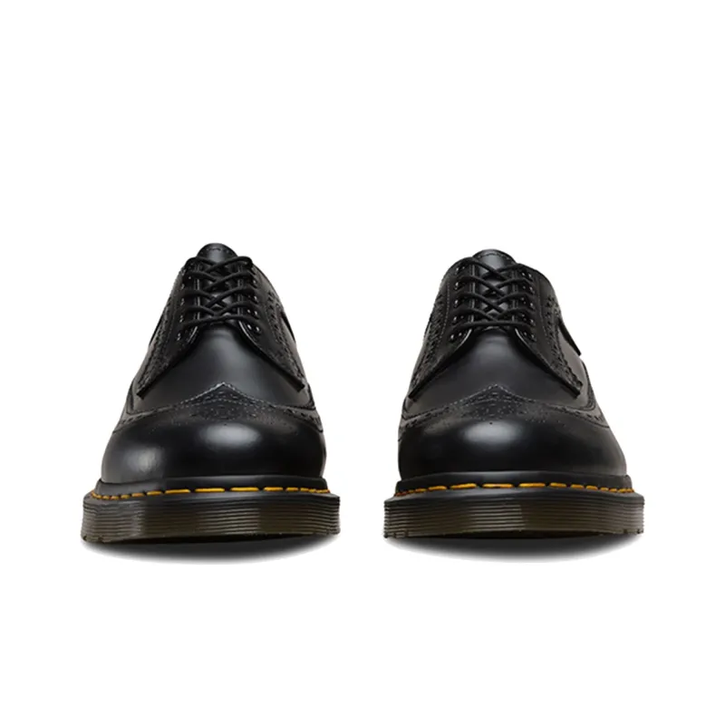 Dr. Martens 3989 Yellow Stitch Smooth Leather Brogue Black-2