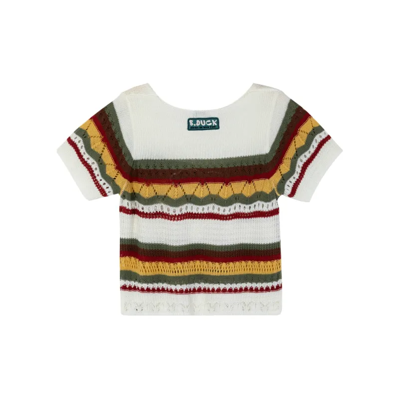 B.Duck T Shirt Women's Green Stripes-1