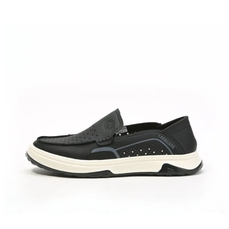 Old Meihua Men's Casual Shoes Men Low Top Black/Khaki-0