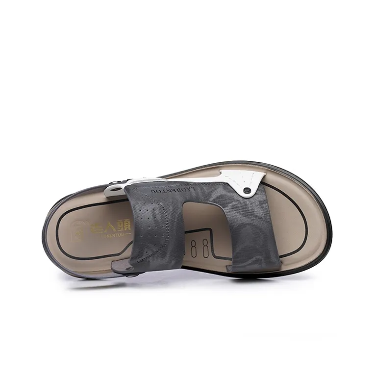 LAORENTOU Beach Sandals Men Gray White/Yellow White-15