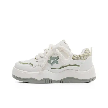 Warrior Slip Resistant Lightweight Height Increasing Low Top Skateboard Shoes Women's Beige Green
